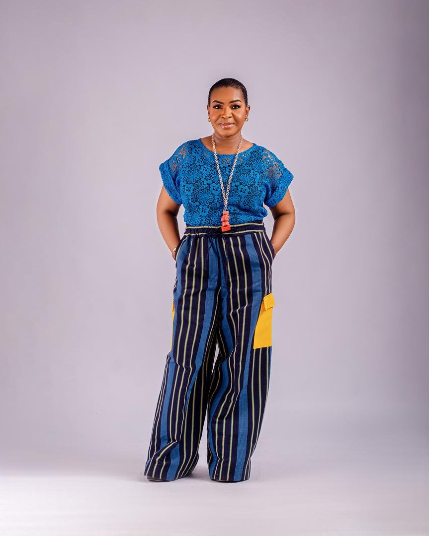 Aso-Oke Pants blue 2 Aso-Oke Pants - Image 1